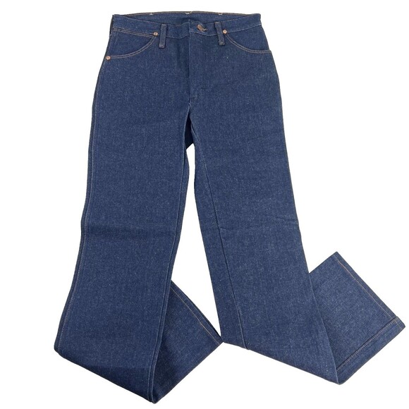 Vintage Wrangler 946DEN Cowboy Cut Regular Fit Raw Denim Blue Jeans Mens 30x33 - Picture 4 of 10